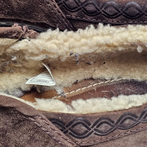UGG 1757 Bettey Brown Leather Suede Slip On Sheepskin Inside Lined Mocs Shoes 9 - Picture 10 of 16